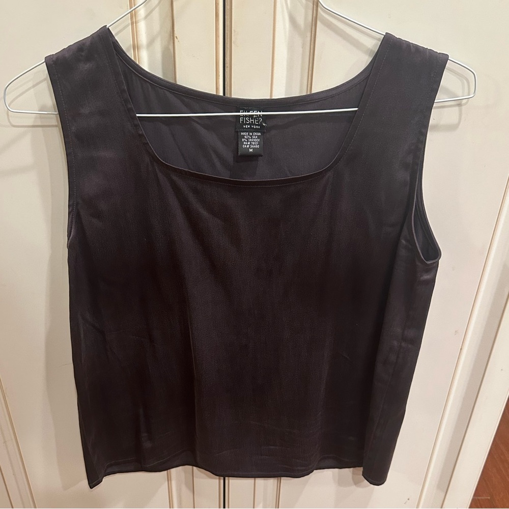 Eileen Fisher Silk Blend Sleeveless Tank Top Brown M
